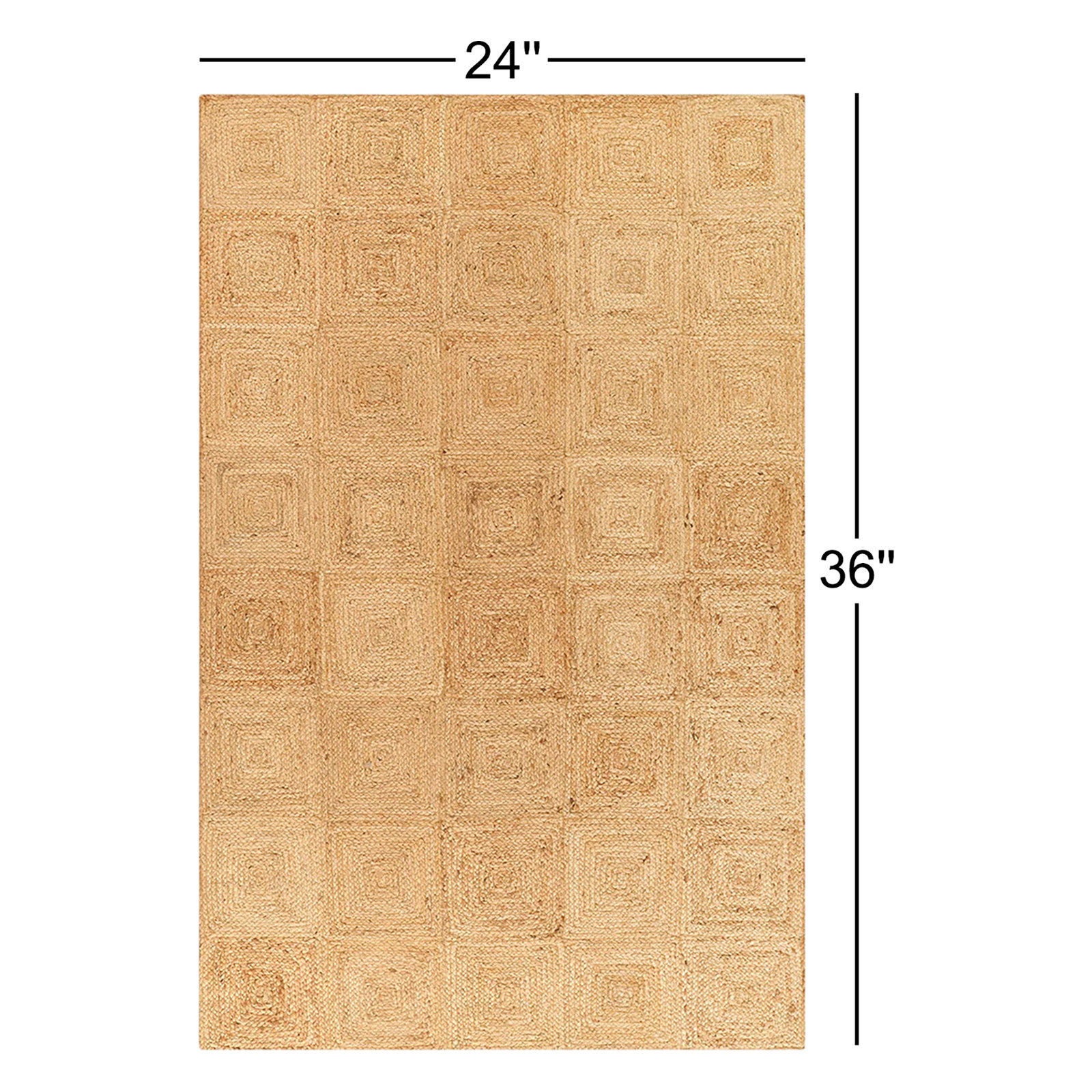 Mykonos Hand Woven Jute Geometric Natural Area Rug, Rectangle 2' x 3'