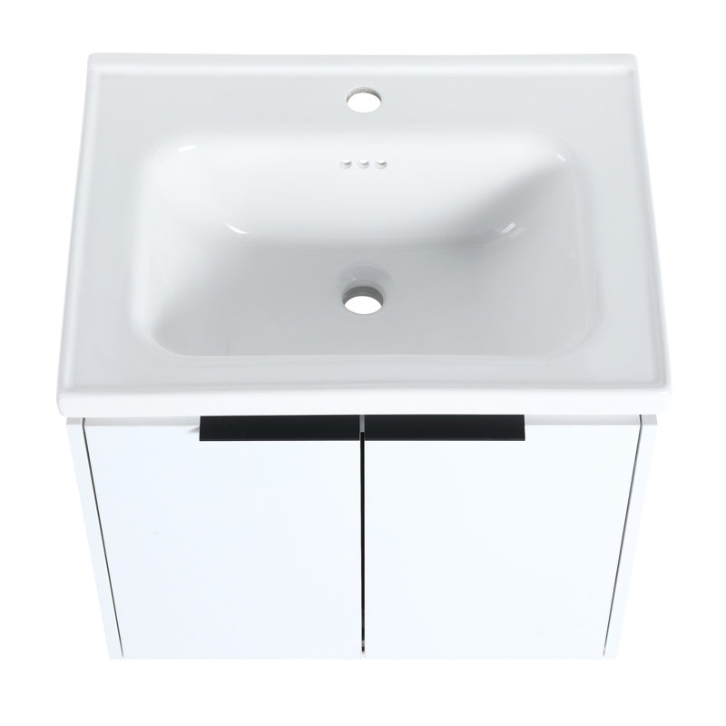 Meuble-lavabo à fermeture en douceur 24 po avec lavabo, convenant à une petite salle de bain