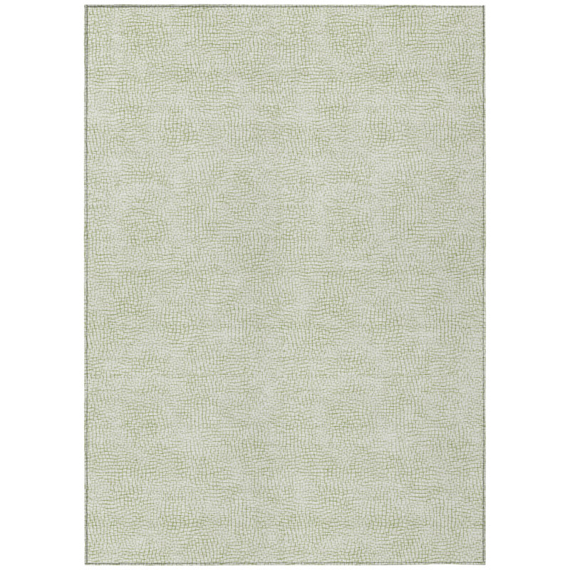 Tapis intérieur / extérieur géométrique lavable 8 pi x 10 pi vert et ivoire
