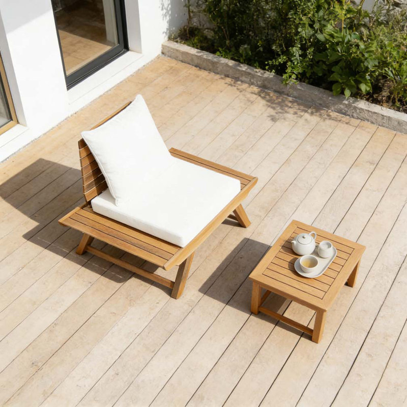 CHAISE CLUB EXTÉRIEURE, Teck