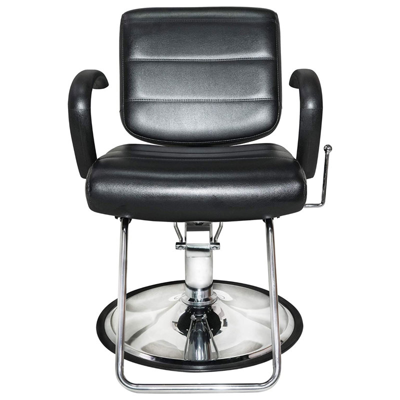 Black Vinyl Upholstered Swivel Recliner Salon Chair