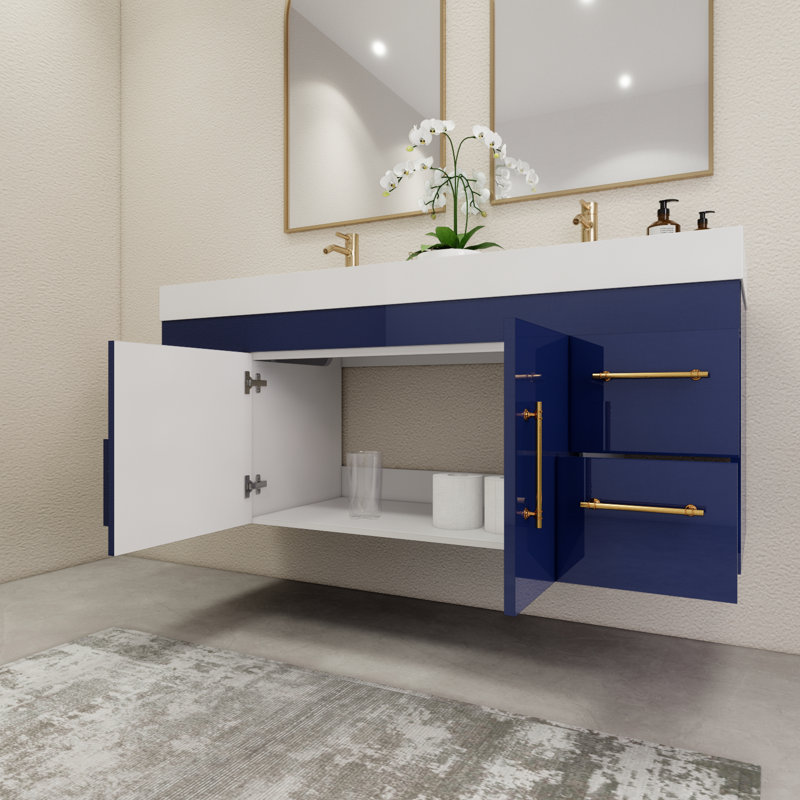 Ensemble de meuble-lavabo double 59 po, Bleu nuit