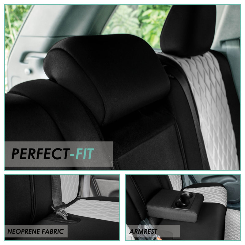 Neoprene Car Seat Covers Rear Set Custom Fit for 2011 2021 Jeep Grand Cherokee, Gray