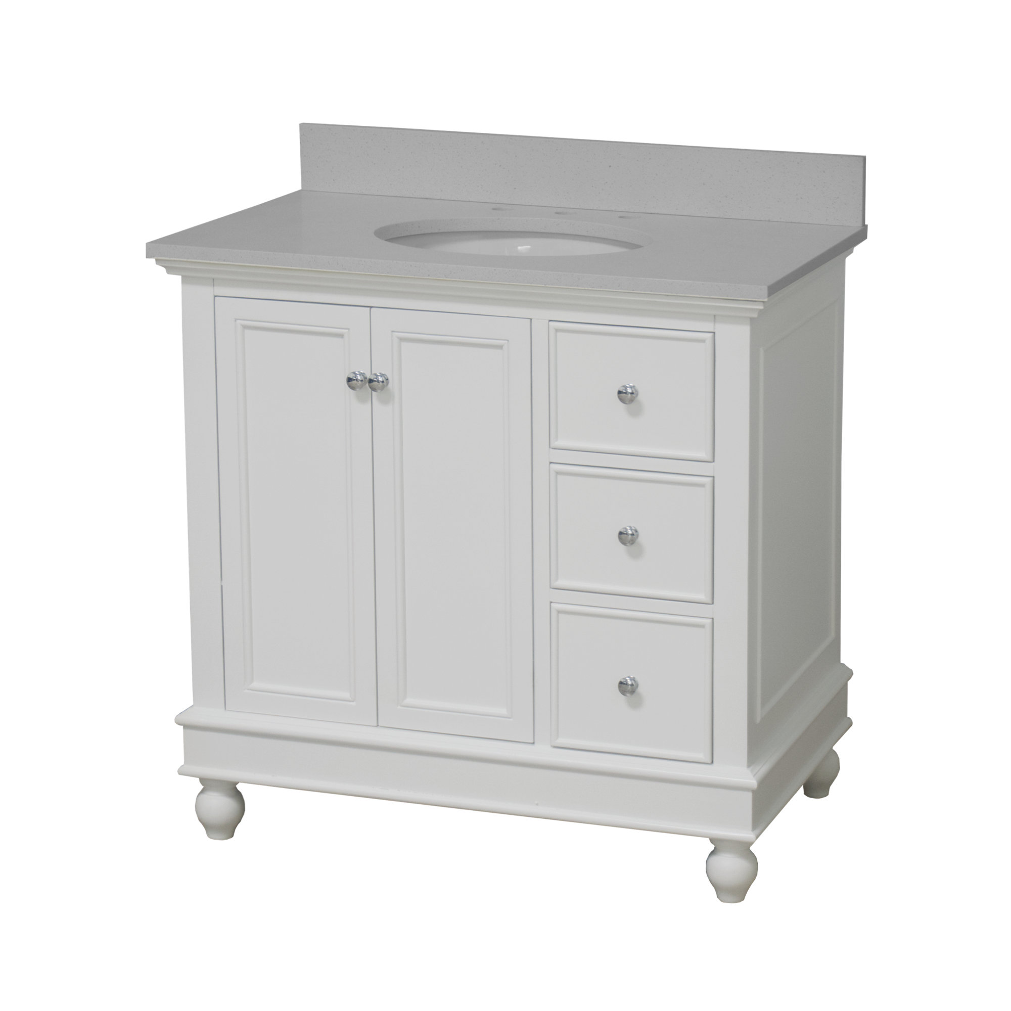 Ferdinand 36'' Single Bathroom Vanity, Quartz, White