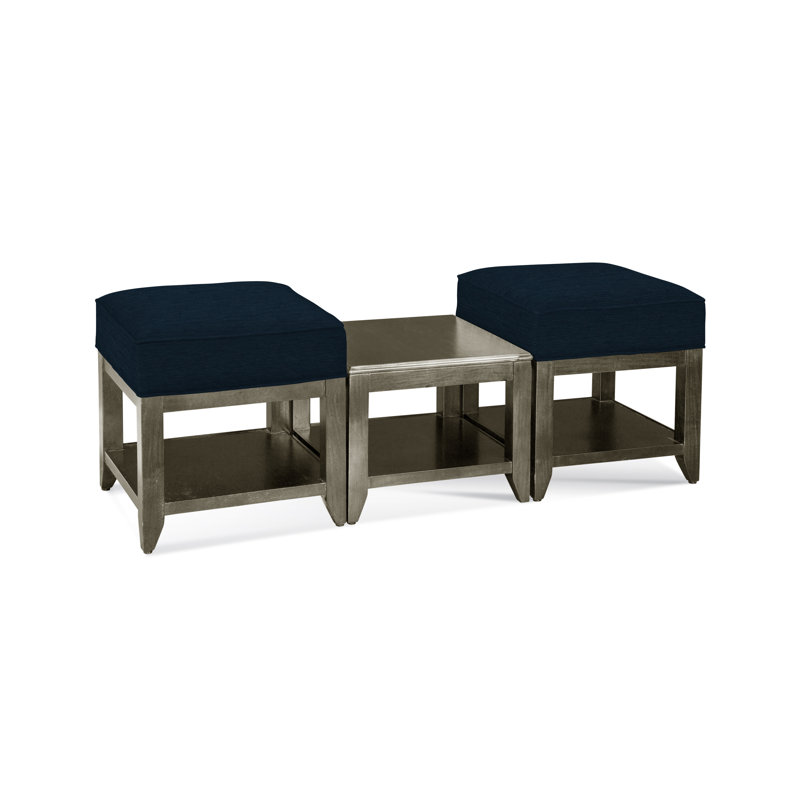 Elements Upholstered Cube Ottoman, Light Blue Performance Fabric; 0851-55, Stone Hearth