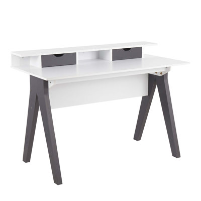 Wishbone Contemporary Desk In Grey And White Wood