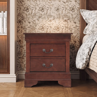 Table de chevet 2 tiroirs Temara Cherry