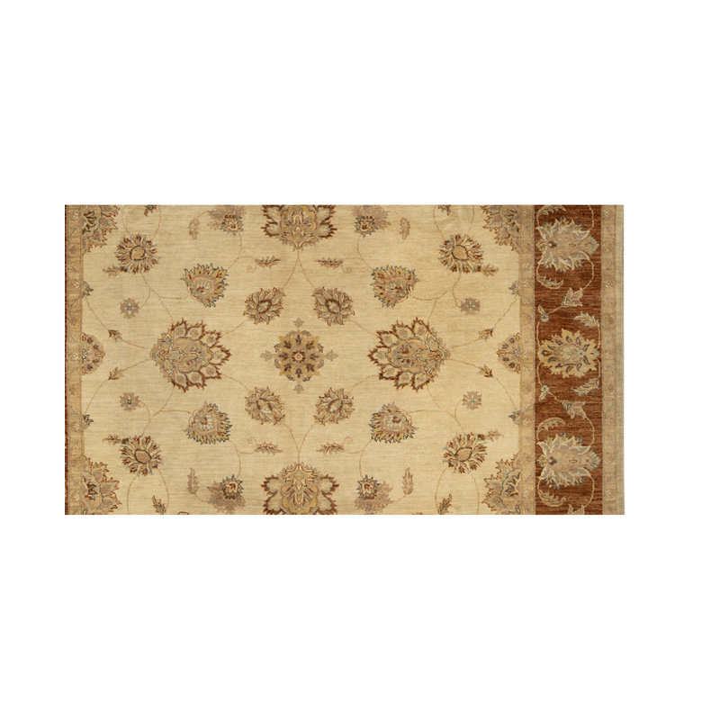 Hand-Knotted High-Quality Cream and Rust Area Rug