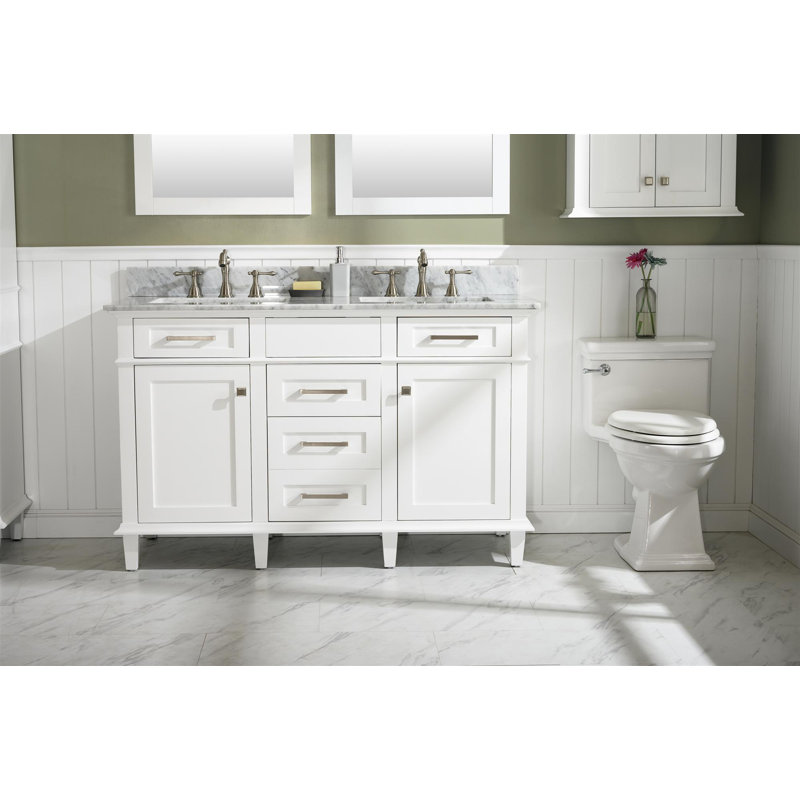 Ensemble de meuble-lavabo double 54 po Fredy, Blanc