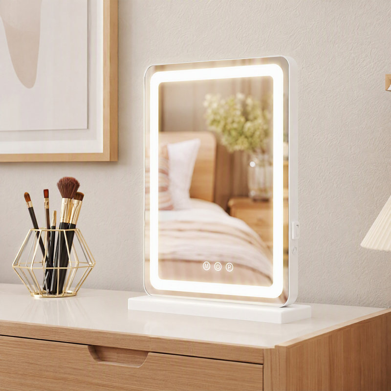 Miroir de courtoisie 33 x 43 cm avec 3 modes de couleur, éclairage DEL à intensité variable et commande tactile