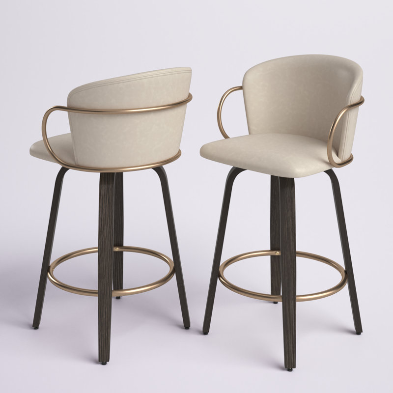 Benedic Swivel Upholstered Counter Stool, Ivory