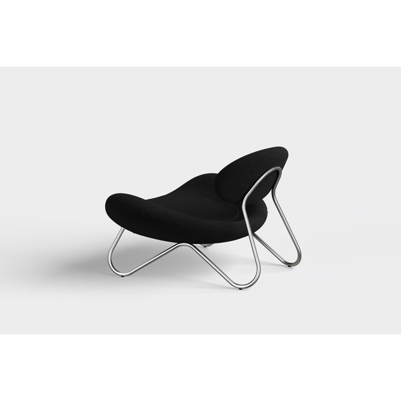 Meadow Lounge Chair, Black Painted Steel Frame, Brushed Stainless Steel, Natural Polyester Blend