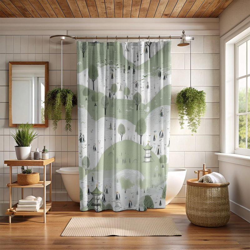 Rideau de douche Misty Woodland - Premium, H 74 po x l 71 po