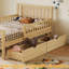 Wood Platform Bed With Guardrails On Both Sides And Two Storage Drawers-1978214233