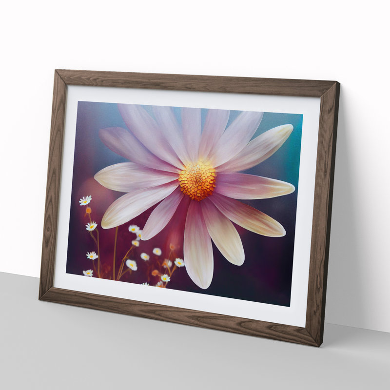 Adorable Daisy Flower - Framed Print, 46cm H x 64cm W x 2cm D, Walnut