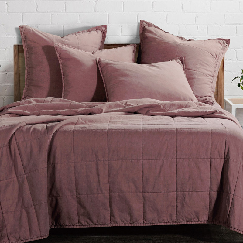  Stonewashed Cotton Canvas Solid Color Timeless Basic Rustic Chic Coverlet Set, Sarsaparilla, King Coverlet + 2 King Shams