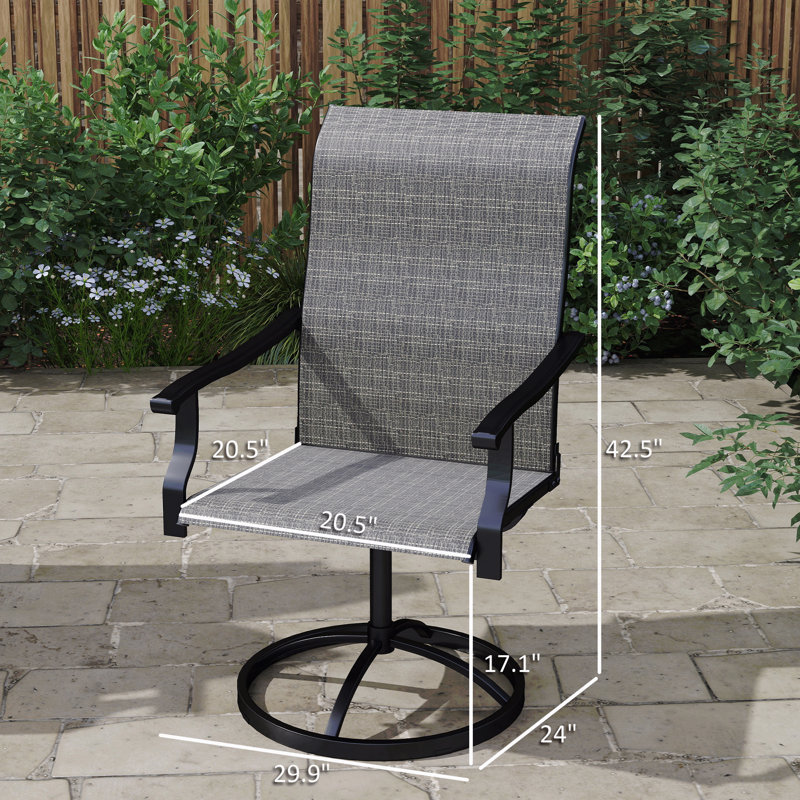 Outdoor Gray Chairs,Swivel Chairs Set Of 2, Gray