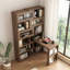 Solid Wood L-Shaped Retro-Style Extendable Bookcase-Desk Combo-1290292028-1290292029