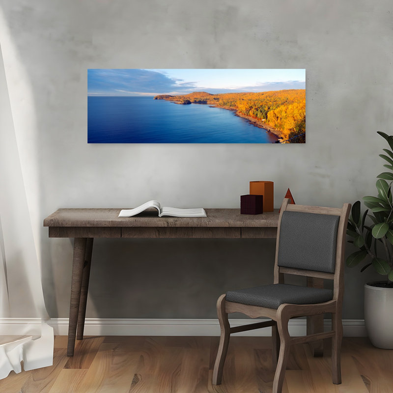 Split Rock Lighthouse from 1905 Lake Superior Minnesota 1 Piece Wrapped Canvas Panoramic Wall Art, 30.48 cm H x 91.44 cm W