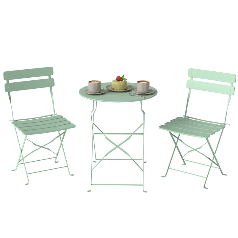 2 - Person Patio Dining Set with Round Table, Light Green