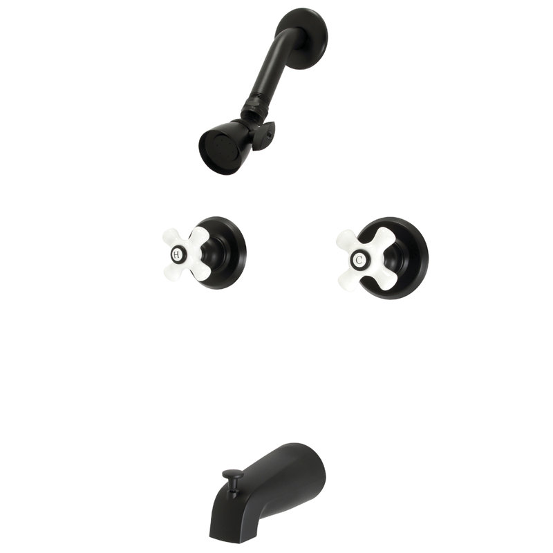 Kingston Brass Victorian Double-Handle Tub and Shower Faucet, Matte Black