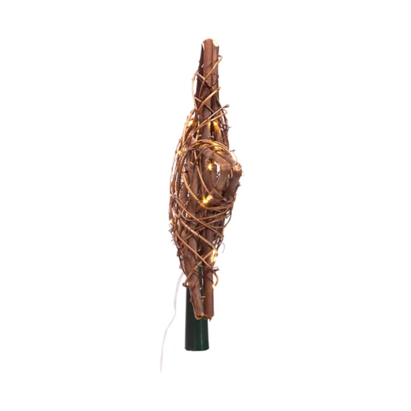 Natural Rattan Star Tree Topper with Warm White Fairy Lights