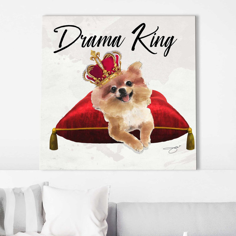 Drama King Pomeranian (Square) par By Jodi - impression, H 24 po x l 24 po x 1,5 po, Toile tendue
