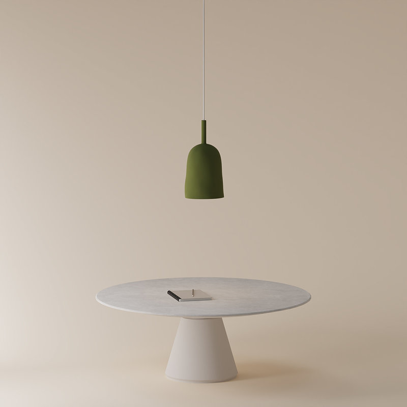 Vessel Pendant Light, 18" H x 14.5" W x 9" D, White, Olive