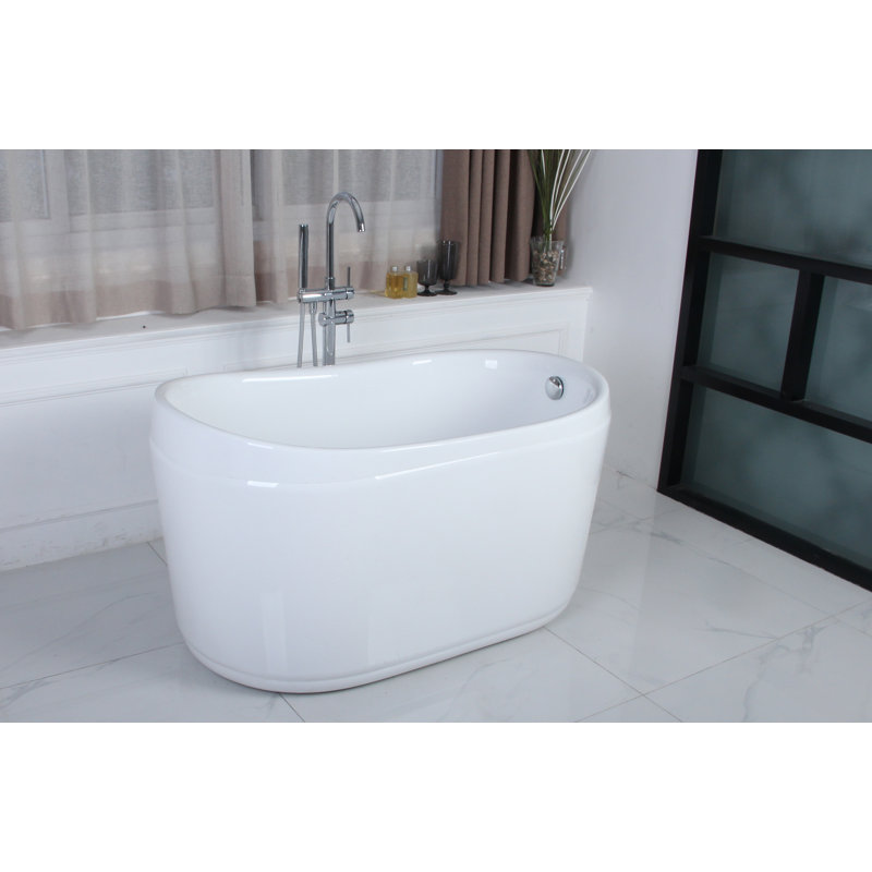 Kingston Brass Aqua Eden 52-Inch Acrylic Oval Single Slipper Freestanding Tub with Drain