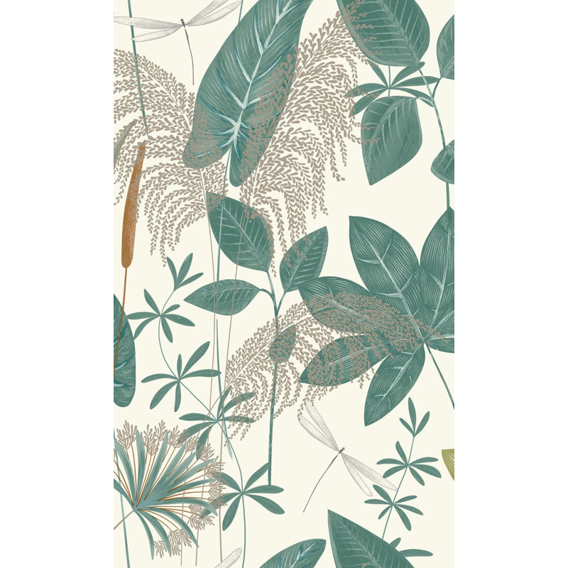 Rouleau de papier peint à motif de feuilles tropicales Bice Mix L 33 pi x l 21 po, Vert