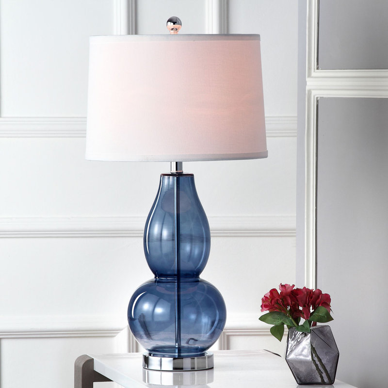Lampe de table 28,5 "Acuna, Pied de lampe bleu / abat-jour crème