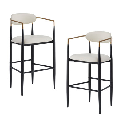 Ensemble de 2 tabourets de comptoir - beige recouvert de 2 tabourets de bar