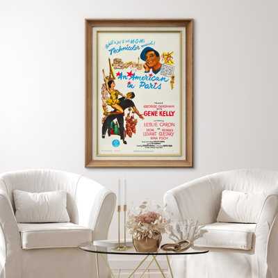 An American in Paris Classic Musical Movie Artwork, Vintage Hollywood Film Pictures, Framed Canvas Giclee Print Wall Art