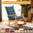  Double Fixation Non-Slip Rocking Chair Cushion - High Rebound foam Filled Corduroy Flower Seat & Back Pad for Study, Bedroom & Porch (Blue)-1771945184