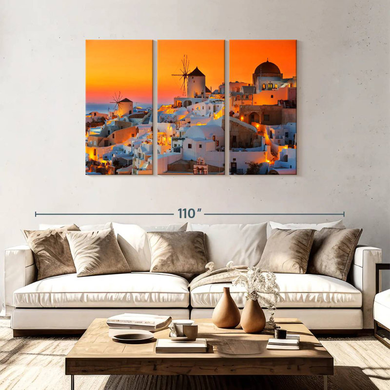 Coucher de soleil de Sebbie Oia, H 48 po x l 74 po