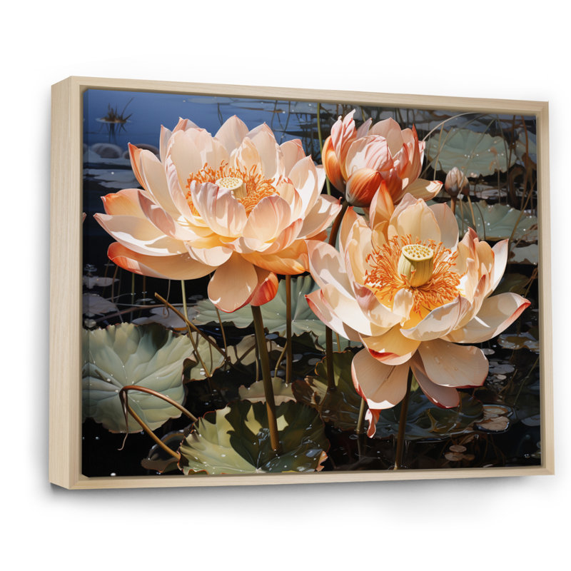 Coral Buddhist Art Lotus Serenity, reproduction d'art sur toile encadrée, H 34 po x l 44 po x P 1,5 po
