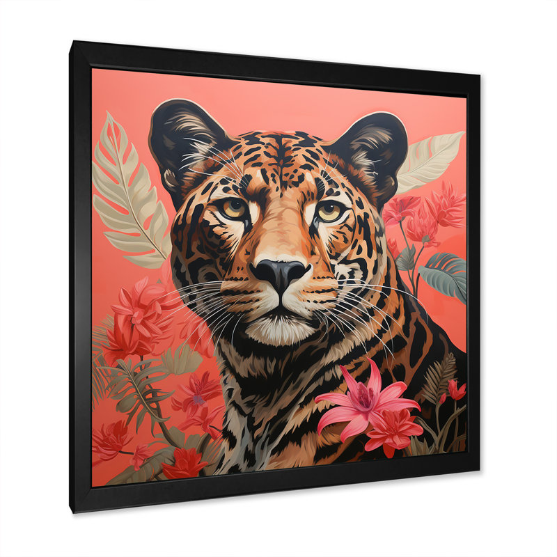 Matisse S Sprint, guépard coloré - art mural léopard / guépard, H 36 po x l 36 po x P 1,5 po, Cadre simple noir