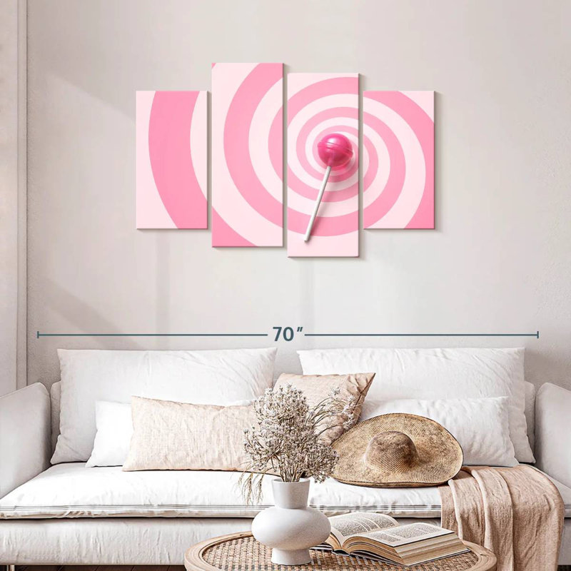 Yarlin Pink Swirl Lollipop, 27" H x 43" W