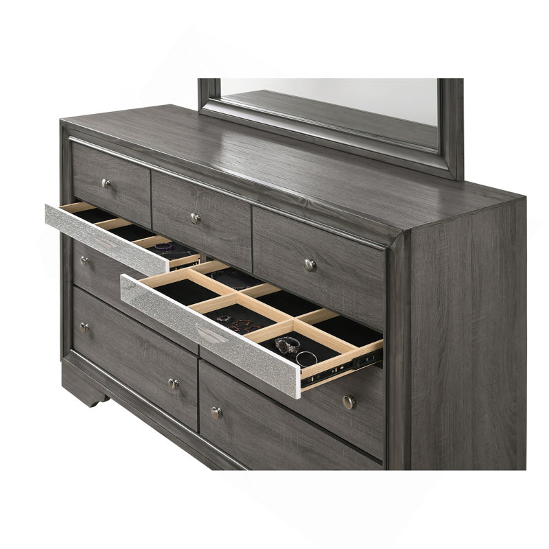 Commode 7 tiroirs Matrix, Gris