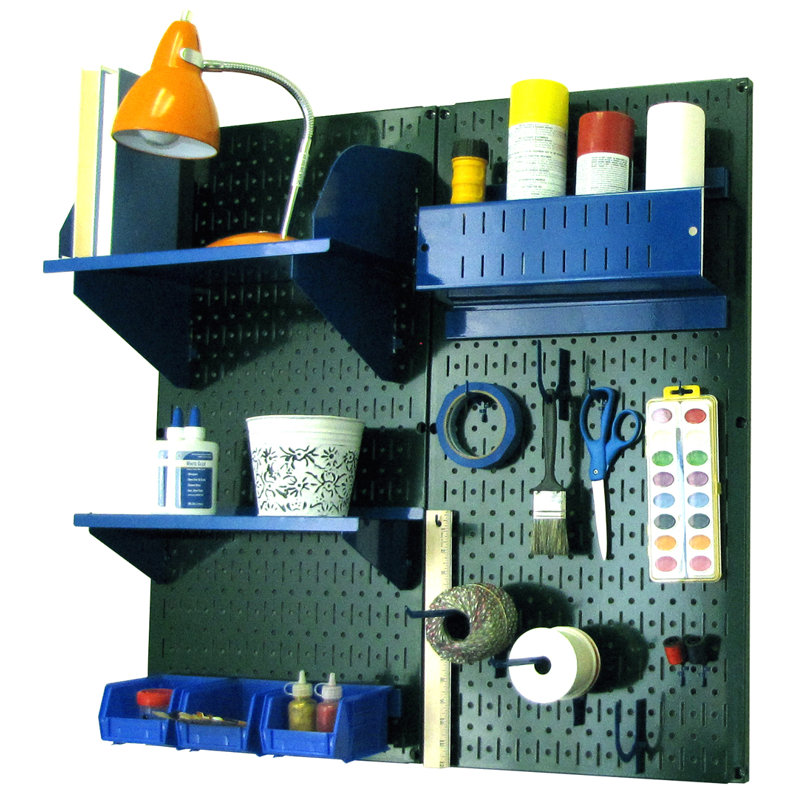 Hobby Craft Pegboard Organizer Storage Kit, Green and Blue