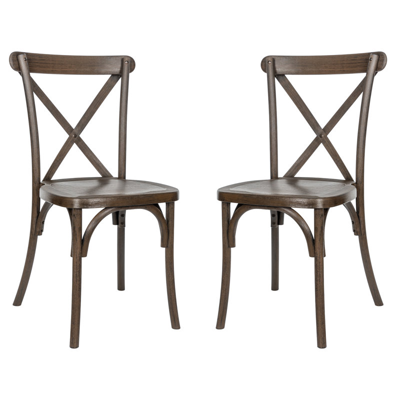 Statice Indoor And Outdoor Commercial Grade Wood Look Resin Cross Back Chair, Gray