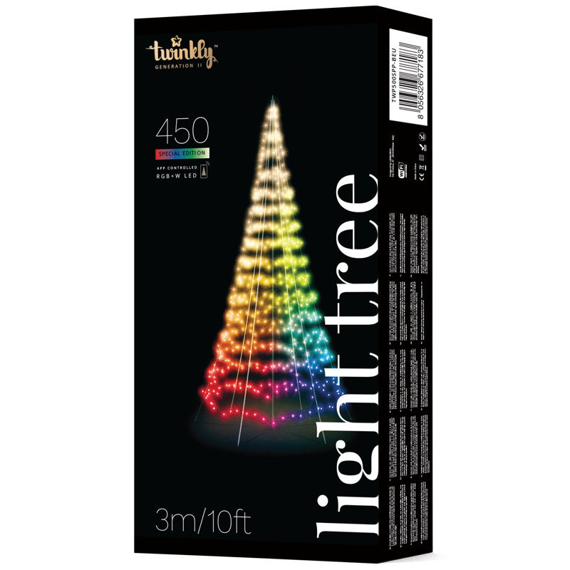 Arbre de Noël Twinkly Light - arbre de Noël 450 RVB + l, 10 pi, 16 millions de couleurs + blanc chaud