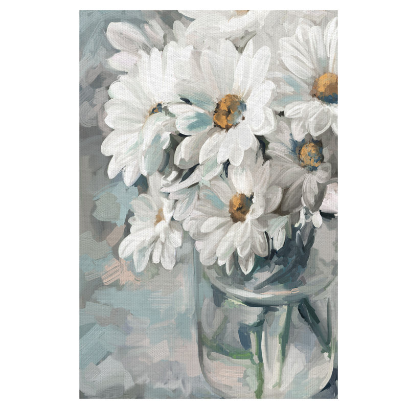 « mason jar bouquet ii », reproduction d’art sur toile non encadrée, H 36 po x l 24 po x P 1,5 po