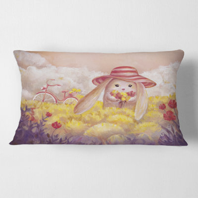 Housse et insert de coussin rectangulaire Little Bunny with Flowers