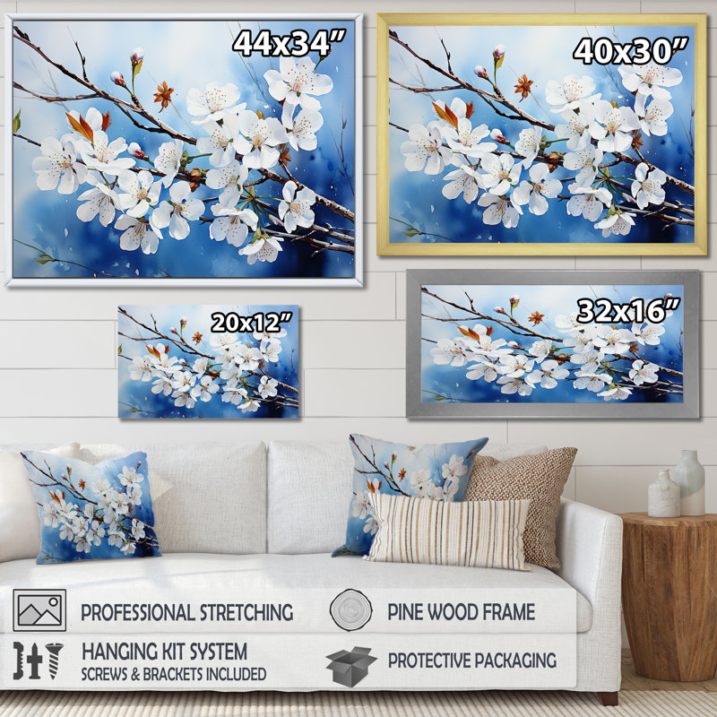 «Cherry Blossoms I» sur toile, H 30 po x l 40 po x P 1,5 po, Toile tendue