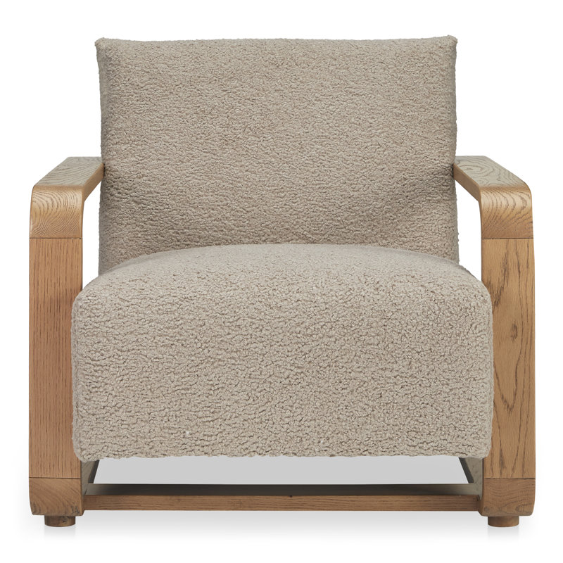 ECKERSLEY LOUNGE CHAIR CREAM FAUX FUR, Beige Boucle