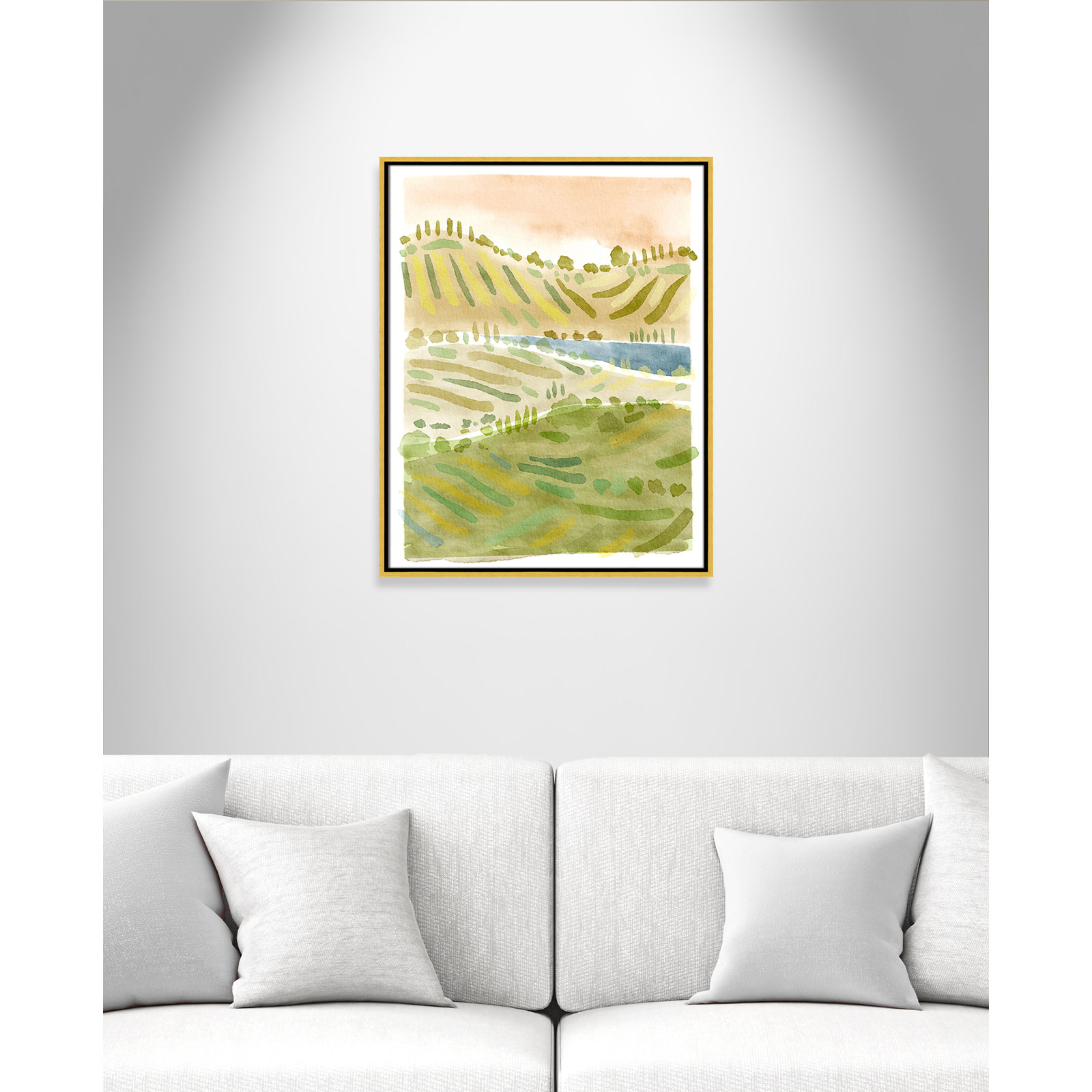 Tuscan Countryside Print, No Mat, 29.5" H x 23.5" W x 2" D, Gold Floater Framed Canvas