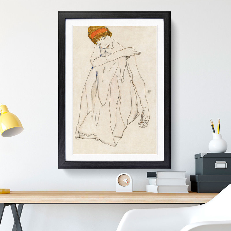 Dancer by Egon Schiele - Framed Print, 48cm H x 36cm W x 2cm D, Black Framed