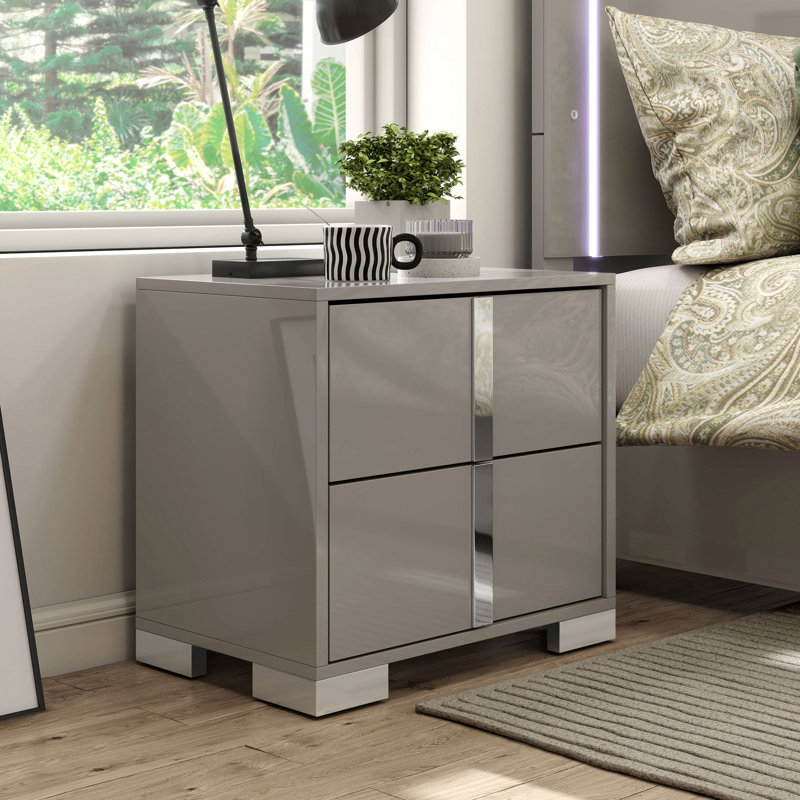 Duckworth 2-Drawer Nightstand, Taupe Gray