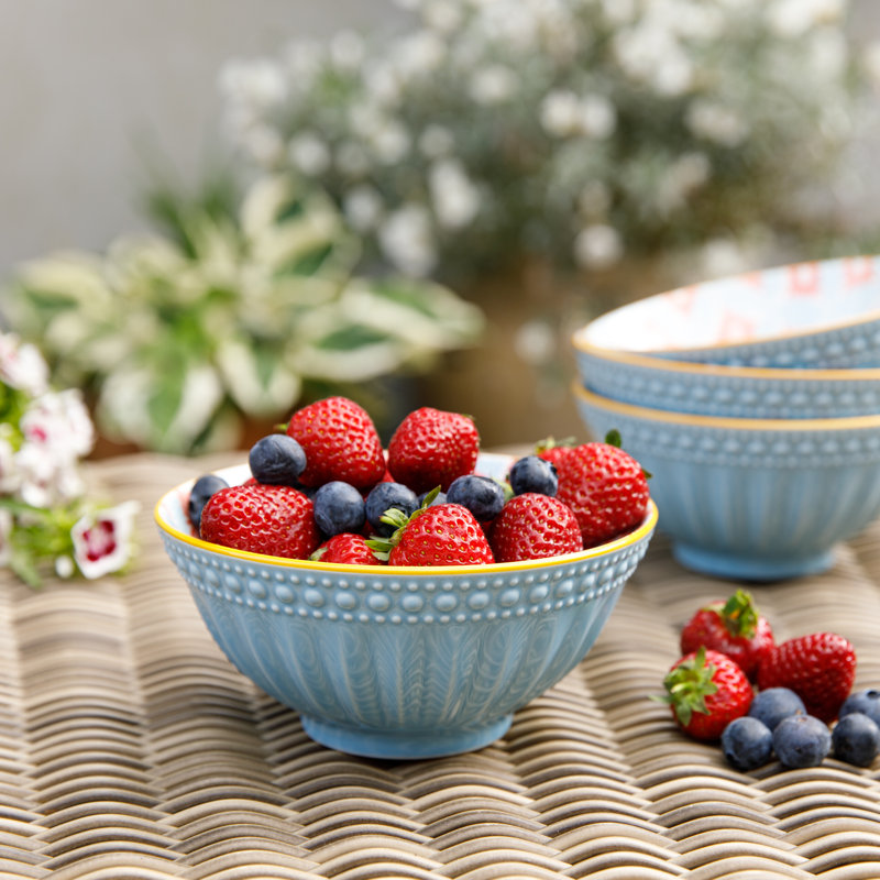 KitchenCraft Pale Blue Detailed Ceramic Bowls